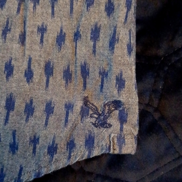 American Eagle Slim Fit Western Denin Snap Front Long Sleeve Shirt - Picture 10 of 11